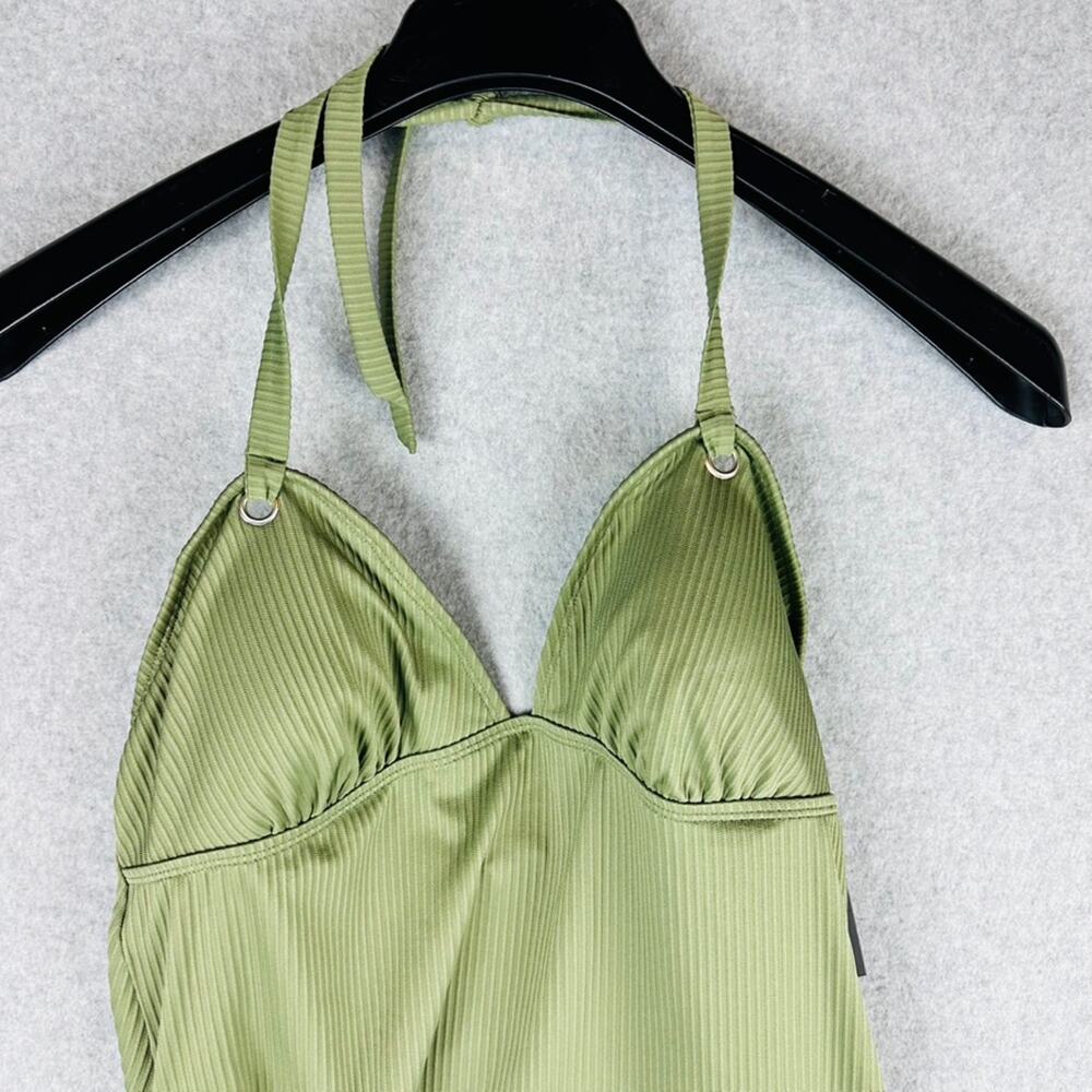 New Salt + Cove Womans Sz‎ Large Tankini Top Green Ribbed Swim NWT - Picture 3 of 7